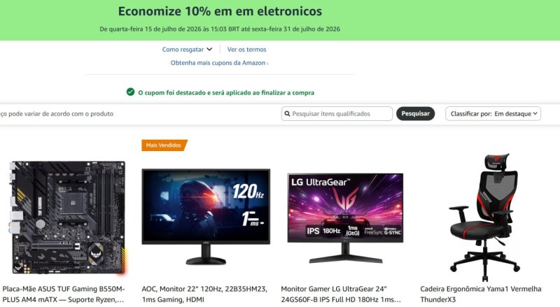Economize 10% em eletrônicos