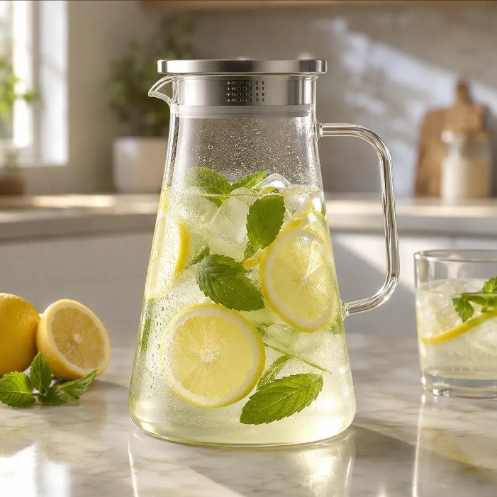 Jarra Vidro Borossilicato 1,7l Tampa Inox Filtro Premium + Frete Grátis