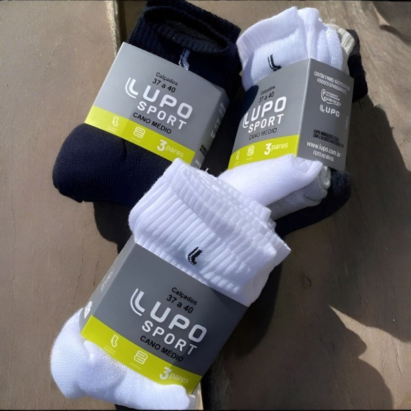 Kit 10 Pares Meias Lupo Cano Médio Alto Atoalhada Original + Frete Grátis