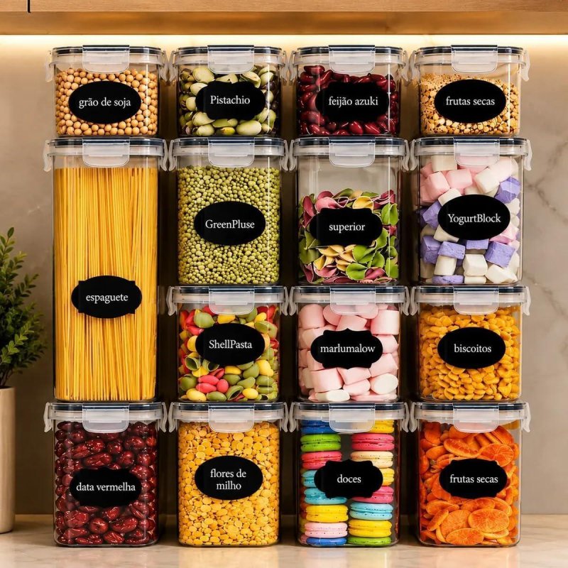 Kit 15 Potes Herméticos Alimentos Com Tampa Vedação Em Silicone
