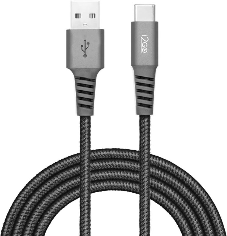 Cabo USB-C I2GO 2m 2,4A Nylon Trançado Chumbo - I2GO PRO