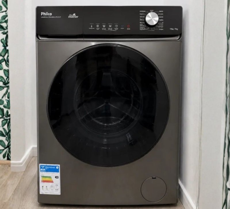 Lava e Seca Philco 16 Programas Eco Inverter 11kg Titânio PLS11C