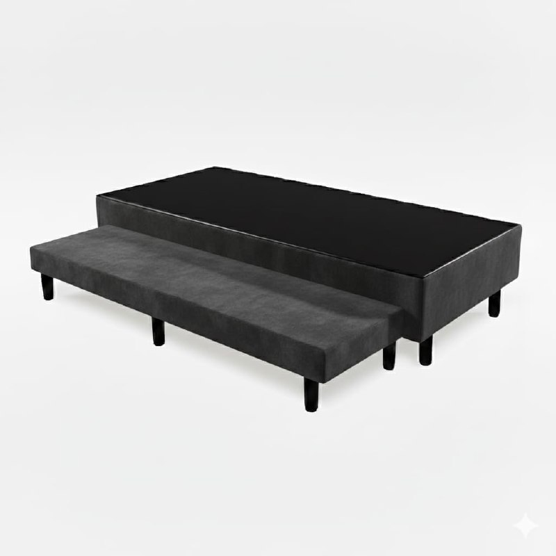 Base Cama Box Solteiro com Cama Auxiliar Conjugada – Suede Cinza
