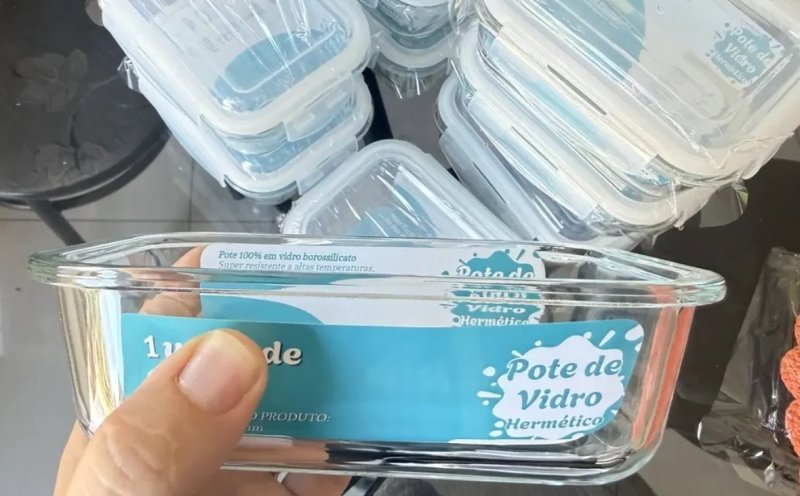 Kit 10 Potes Vidro Hermético Aristus 640ml Marmita Anti Vazamento Forno Micro-ondas Freezer Tampa 4 Travas - Cinza