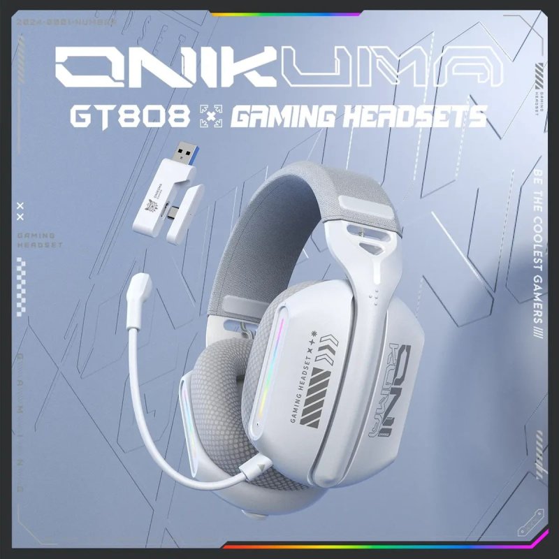 Headset Gamer Sem Fio Onikuma Gt808 Rgb Gt808white