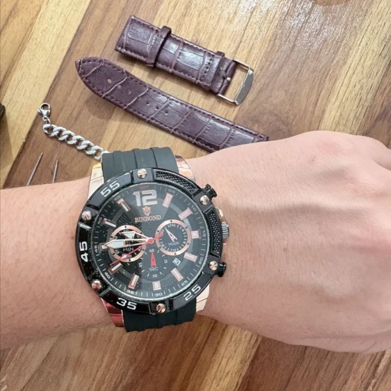 Relógio Masculino Pulseira De Aço À Prova D'água Silicone