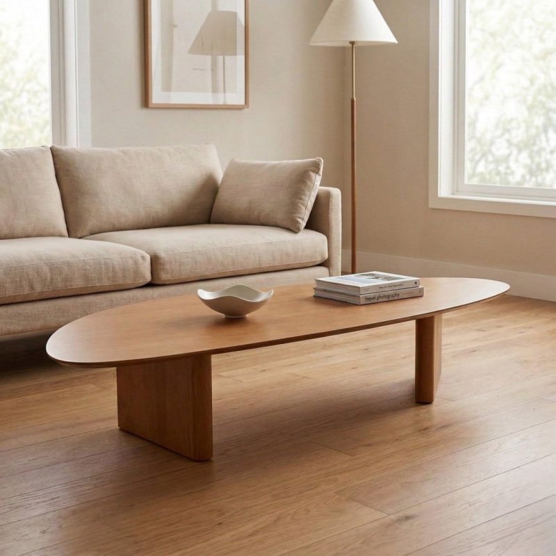 Mesa de Centro Orgânica 120cm em Madeira Maciça – Mel