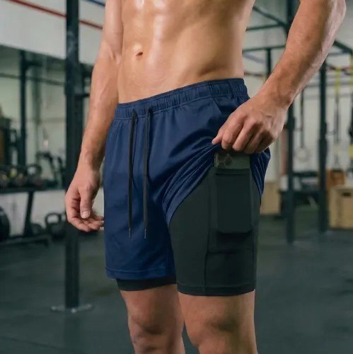 Kit 3 Shorts 2 Em 1 Duplo Bolso Para Academia Treino Corrida