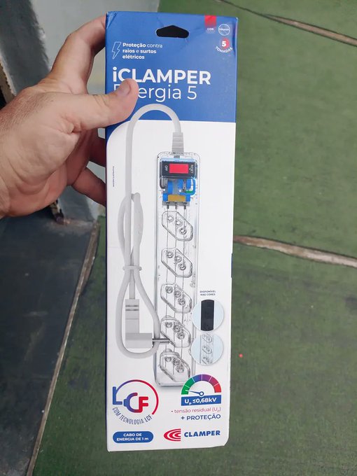 iClamper Energia 5 Tomadas - Filtro de Linha + DPS, Transparente + Frete Grátis