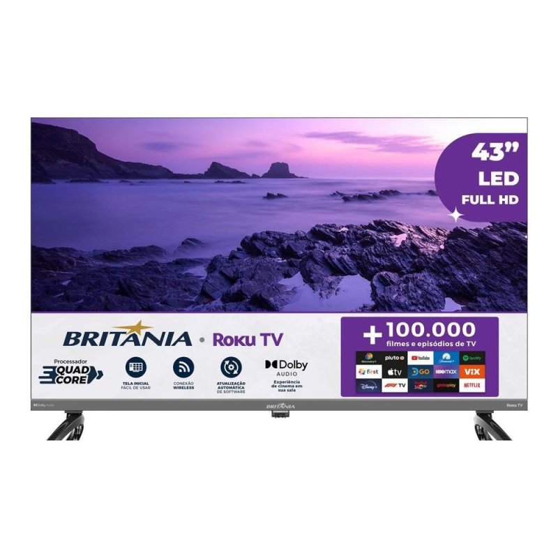 Smart TV 43" Britânia Full HD, Roku TV