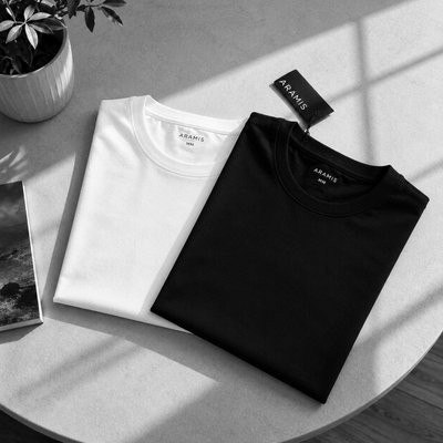 Kit 2 Camiseta Aramis Manga Curta New Basic Preto E Branco
