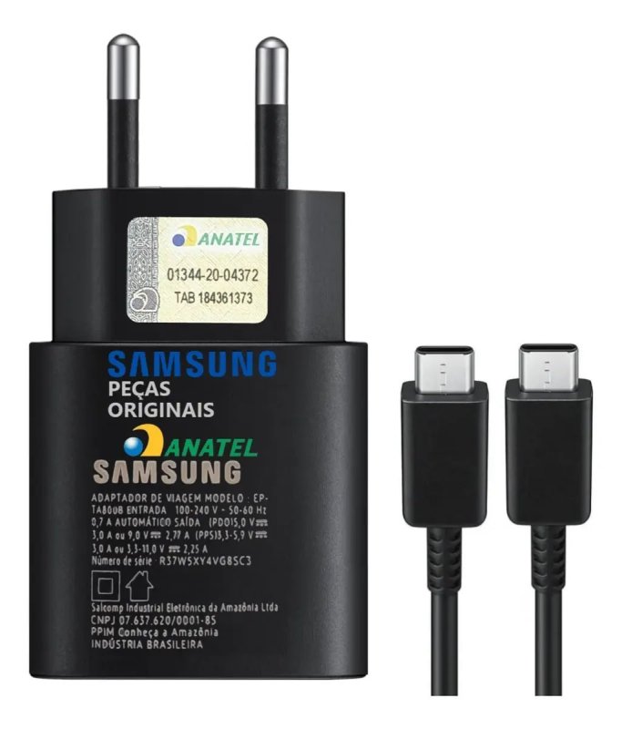Carregador Original Samsung Turbo 25W BR (S24 S23 S22 S21 S20)