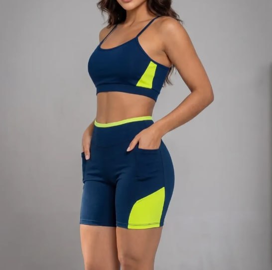 Conjunto Academia Top E Short Com Bolso Zero Transparência
