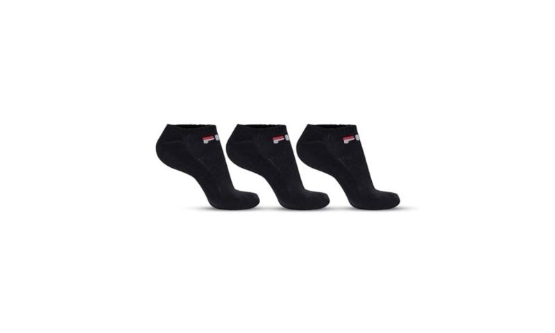Meia Tripack Unisex Fila Cano Curto Lisa, Branco/Preto/Mescla