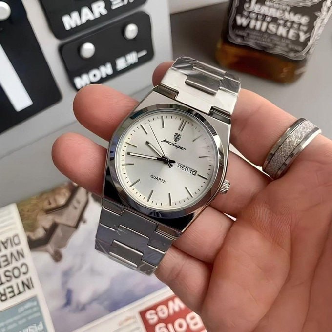 Relógio Masculino Poedagar 930 De Quartzo, Em Aço Inoxidável
