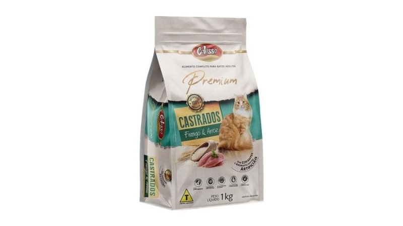 Colosso Premium Ração para Gato Castrado Sabor Frango e Arroz 1kg