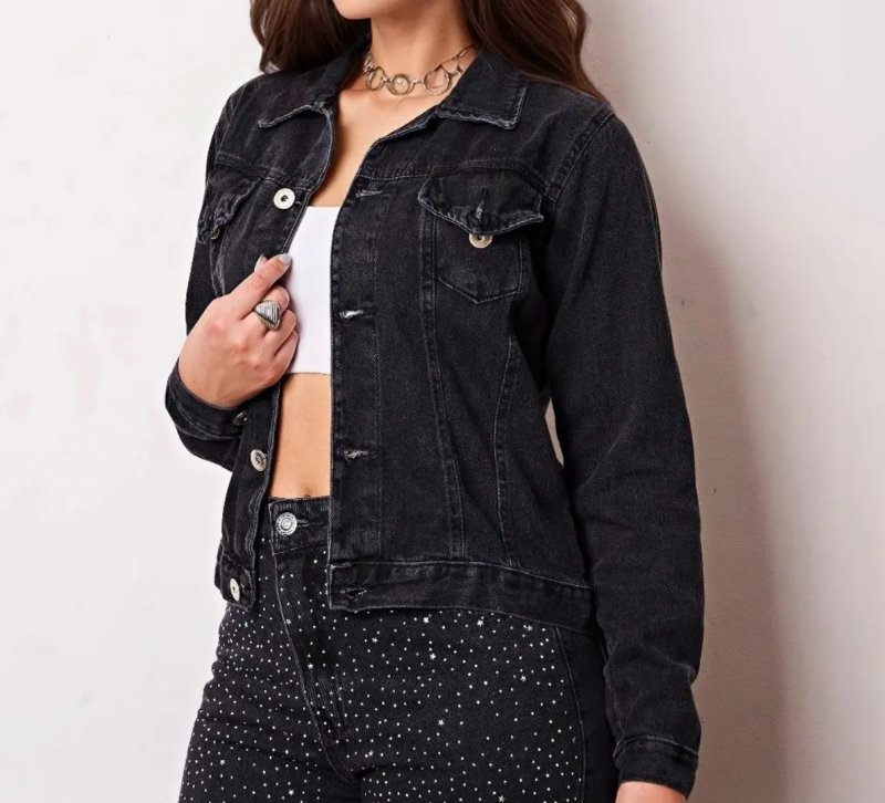 Jaqueta Jeans Feminina Curta Desfiada Destroyed Moda Botões