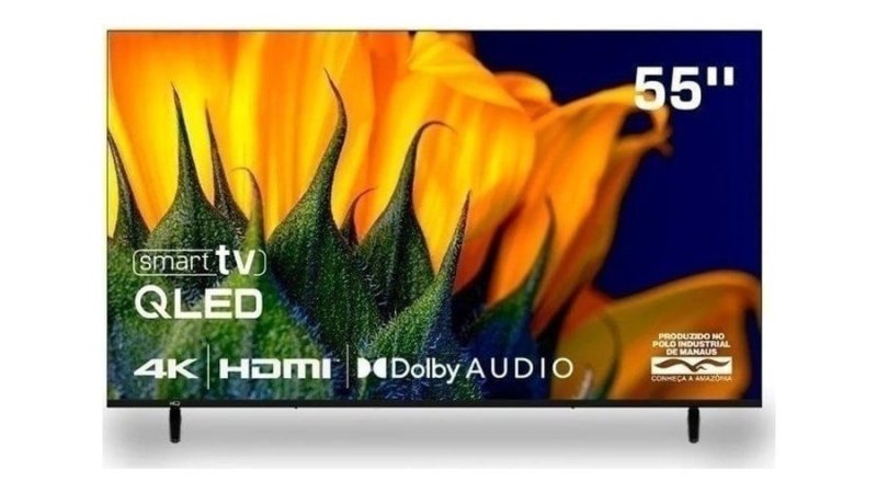 Smart Tv Hq Qled 55 Polegadas Hq-QLED55SM 4K Wi-Fi Bluetooth, Apps, Netflix, YouTube e Prime Vídeo