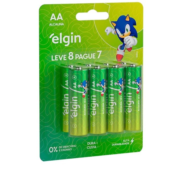 Pilha Alcalina AA com 8 unidades Elgin