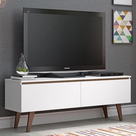 Madesa Le Mans Rack TV 55 Polegadas - 2 Portas Rustic/Branco
