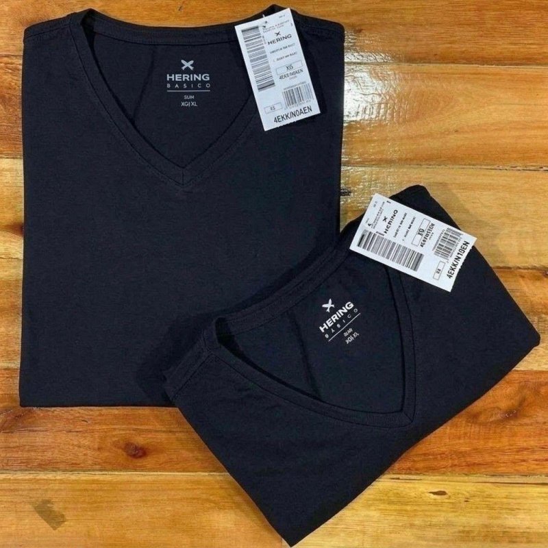 Kit Com 3 Camisetas Masculinas Slim Gola V Hering