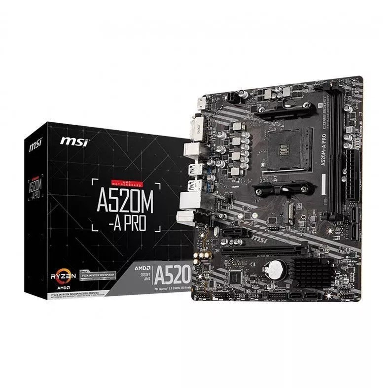 Placa Mãe MSI A520M-A PRO, DDR4, Socket AMD AM4, mATX, Chipset A52