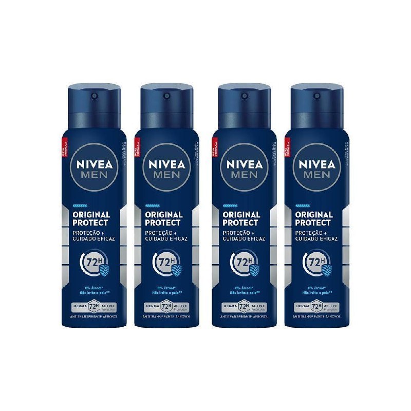 Kit 4 Desodorantes Nivea Men Antitranspirante Aerossol Original Protect 150ml