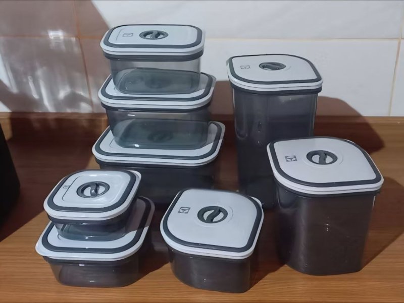 Potes Herméticos Electrolux de Plástico Cinza Escuro Retangular com 8 Unidades