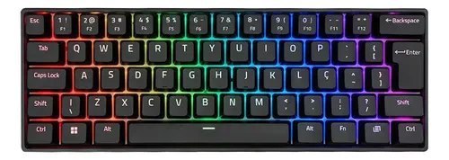 Teclado Mecânico Akko 3061S Preto 60% ABNT2 Switch Orange RGB USB-C