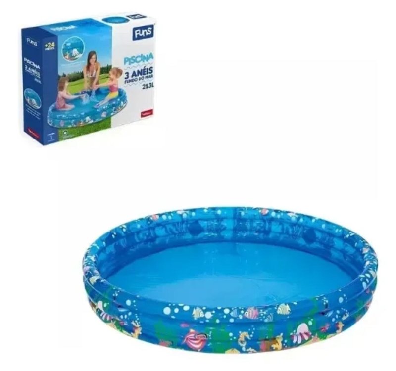 Piscina Infantil Inflável Redonda 253 Litros Fundo do Mar Wellmix