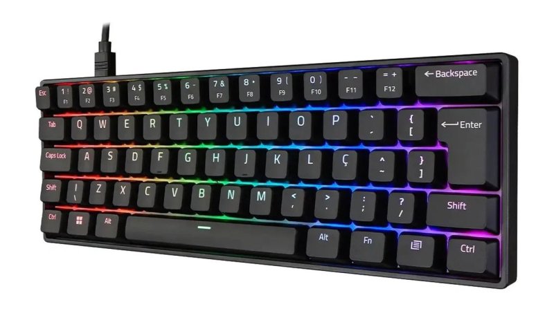 Teclado Mecânico Akko 3061S Preto 60% ABNT2 Switch Orange RGB USB-C