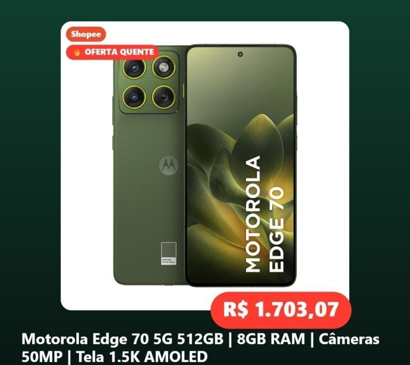 Smartphone Edge 70 6.7 Polegadas 256GB 5G Câmera Dupla 50MP Motorola