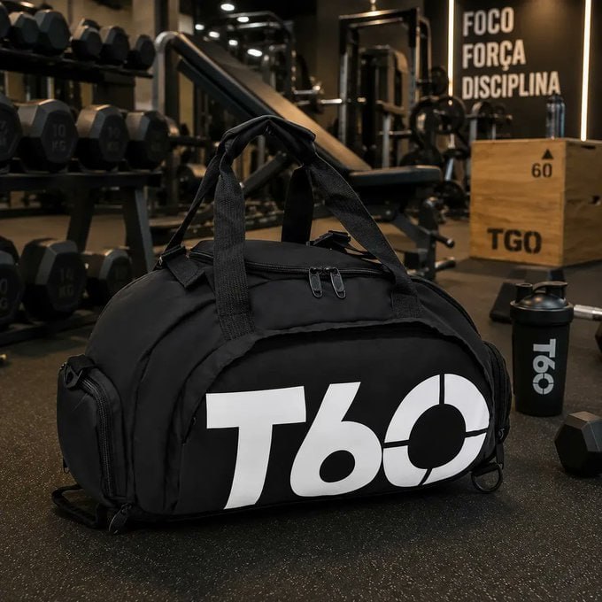 Mochila T60 Multiuso Impermeável Esportiva C Compartimentos Preto Lisa