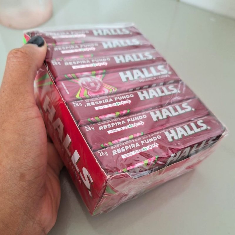 Bala Halls Melancia Caixa Com 21 Unidades De 28g