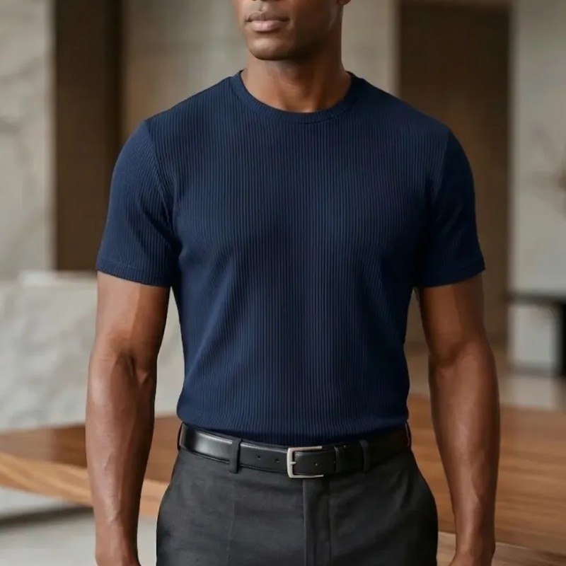 Kit 3 Camisetas Masculina Canelada Americana Gola Careca