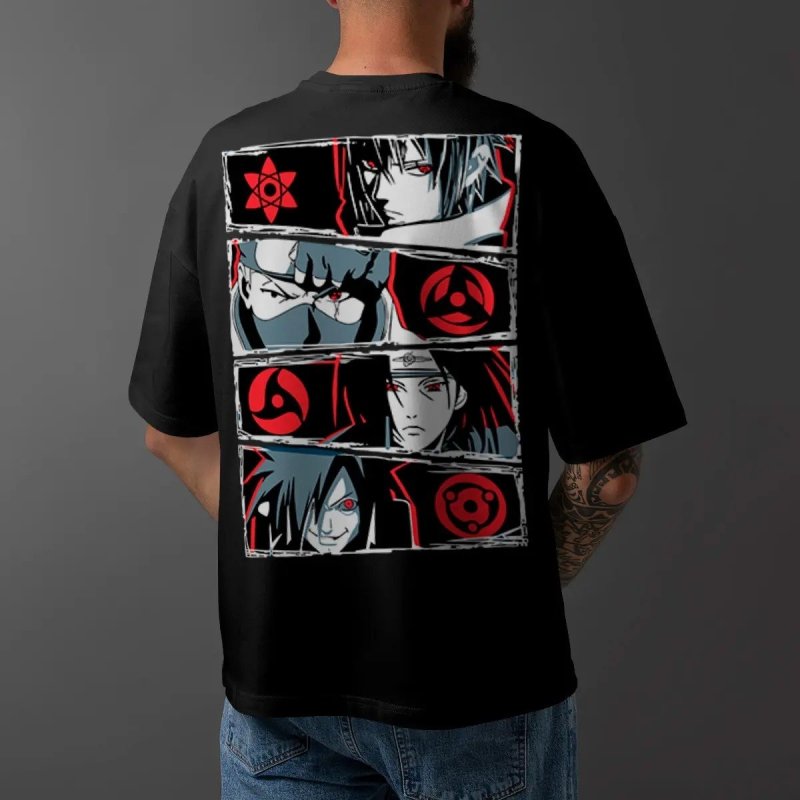 Camiseta Oversized Anime Naruto Eyes Sharingan Uchiha Ref072 + Frete Grátis