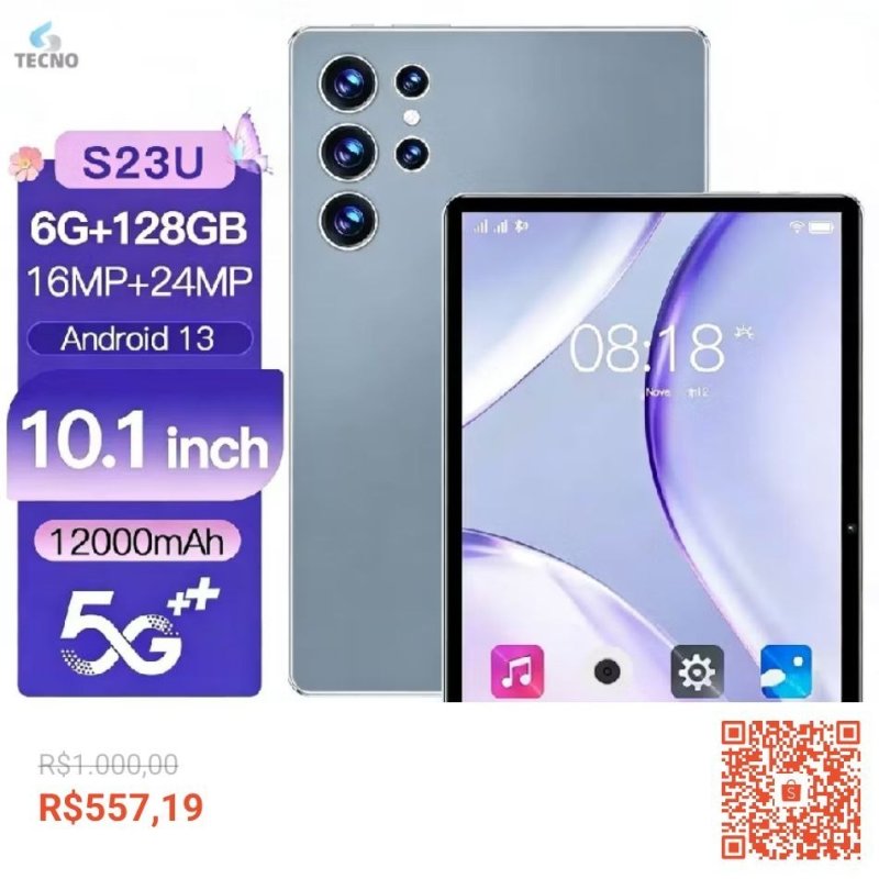 Tablet Pc Mil10 Android 13 128gb Memória 6GB Ram 10 Polegadas Tablet Pc Milli TECNO