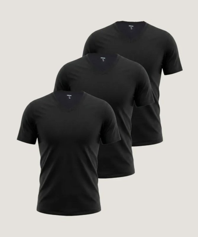 Kit Com 3 Camisetas Masculinas Slim Gola V Hering