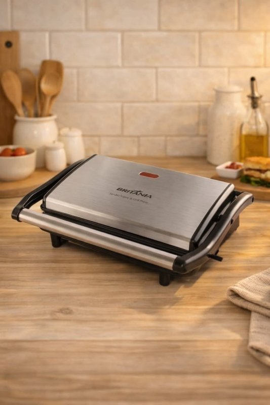 Sanduicheira e Grill Britânia 2 em 1 Bgr27i 850W com Trava Inox + Frete Grátis