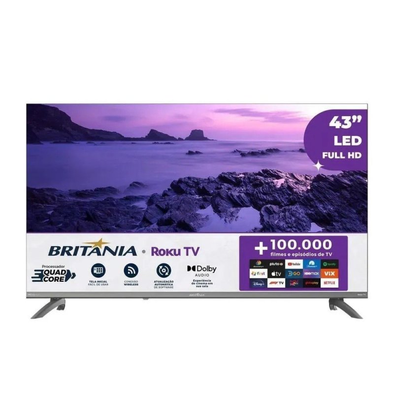 Smart Tv 43” Britânia B43CRA Full HD Wi-Fi HDMI USB Conversor Digital