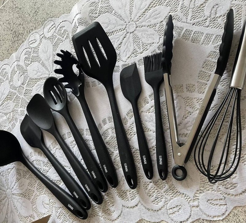 Kit 10 Utensílios de Cozinha LUMAI em Silicone e Aço Inox