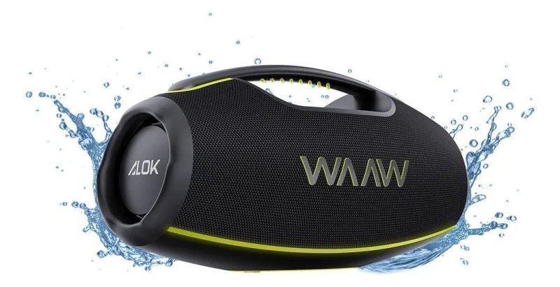 Caixa de Som Boombox Waaw by Alok Hyperboom 1000 Bluetooth À Prova d'Água 180W Rms Até 12h de Autonomia