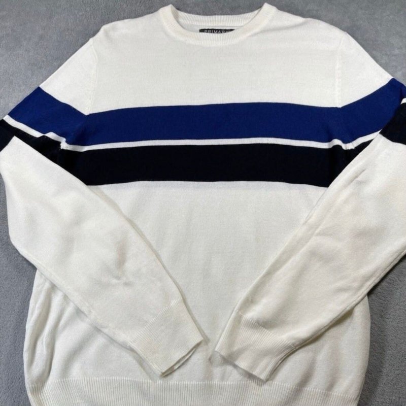 Suéter Masculino Comfort Tricot Listrado Diametro Branco