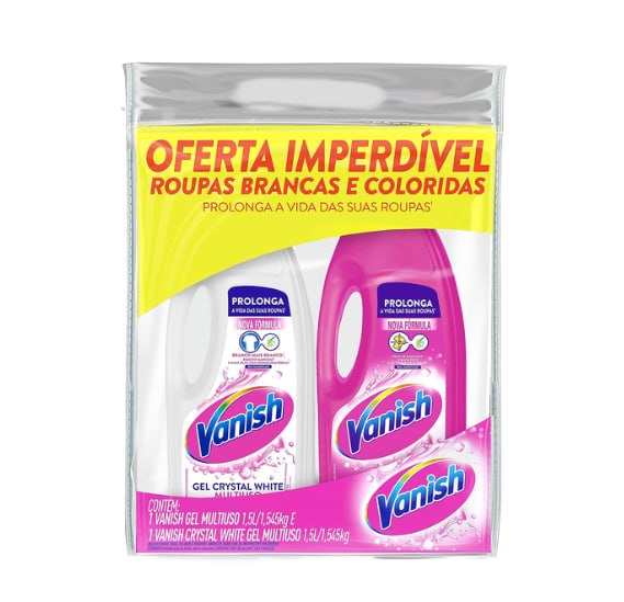 Kit Tira Manchas Vanish Gel Multiuso 1,5L + Crystal White 1,5L
