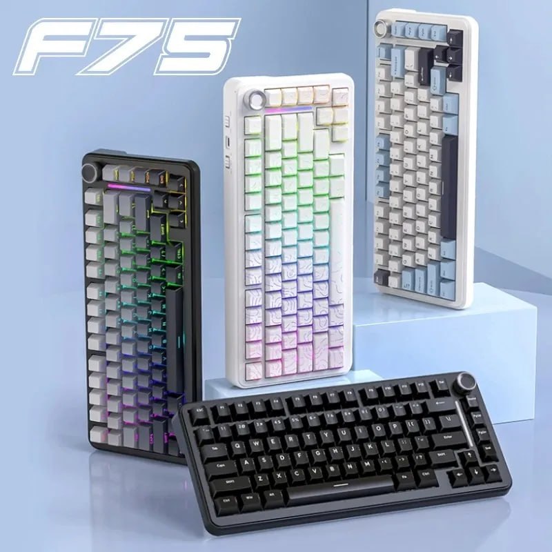 Teclado Mecânico Gamer Sem Fio Freewolf F75 Rgb