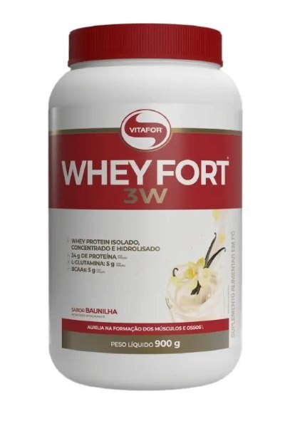 Suplemento Alimentar Whey Fort 3w Baunilha 900g Vitafor