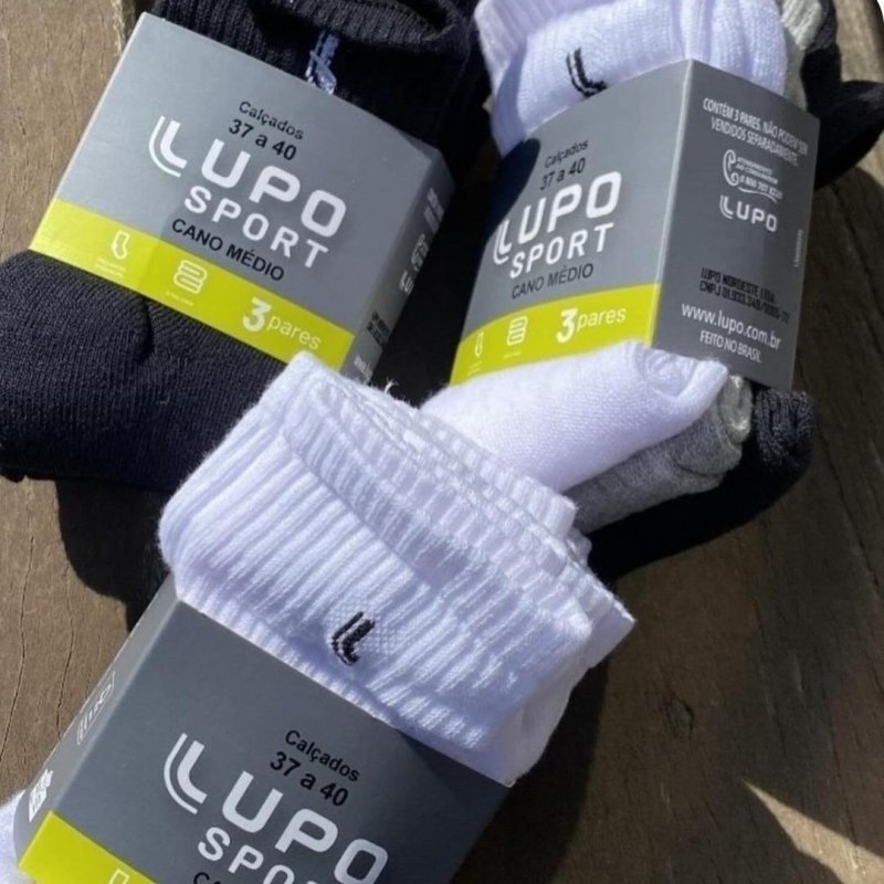 Kit 6 Pares Meias Lupo Cano Médio Esportivas Academia