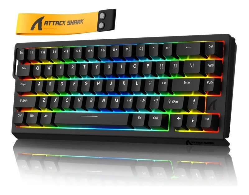 Teclado Attack Shark X68HE Interruptor Magnético 8k RT Black Inglês US