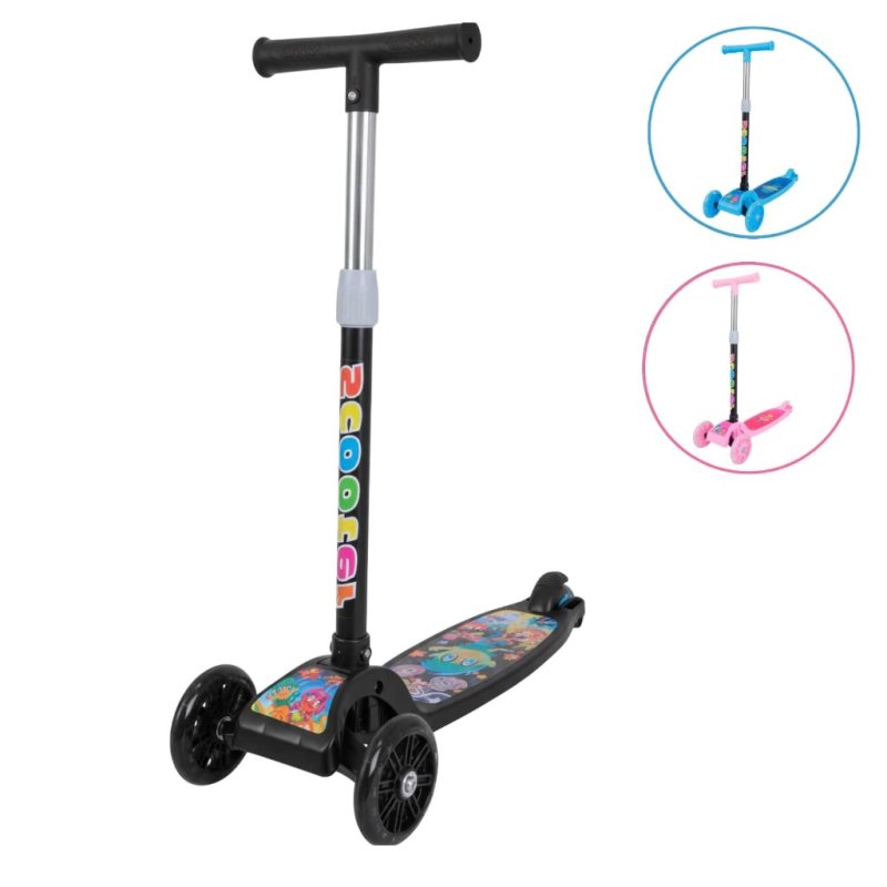 Patinete Infantil 3 Rodas com LED Ajustável - Dobrável - Menino e Menina