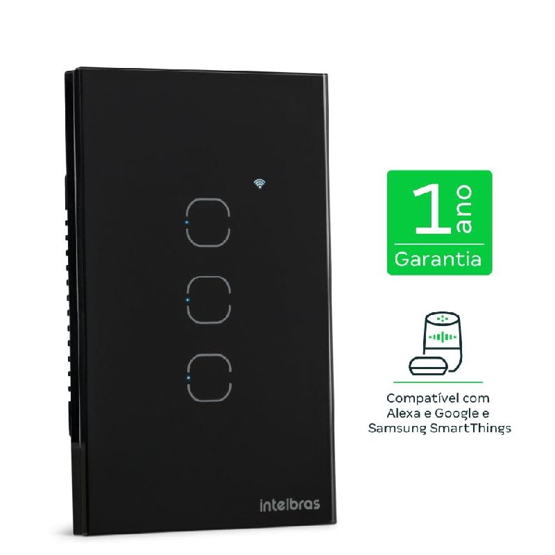 Interruptor Touch Inteligente Intelbras EIW 1003 com 3 Teclas